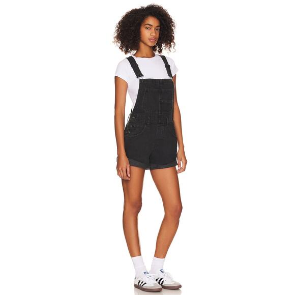 Free People Women's "Ziggy" Shortall Overalls in Mineral Black - Picture 3 of 8